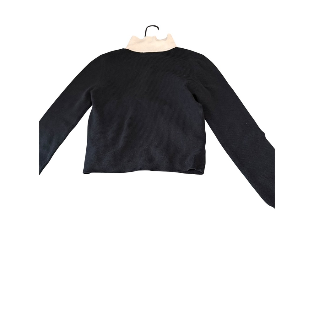 Truth by Republic Womens Knit Polo Sweater Black Cream Contrast Collar Large - Picture 4 of 5